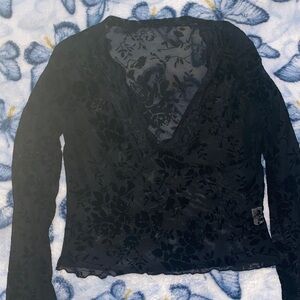 Elegant Black Lace Floral Top